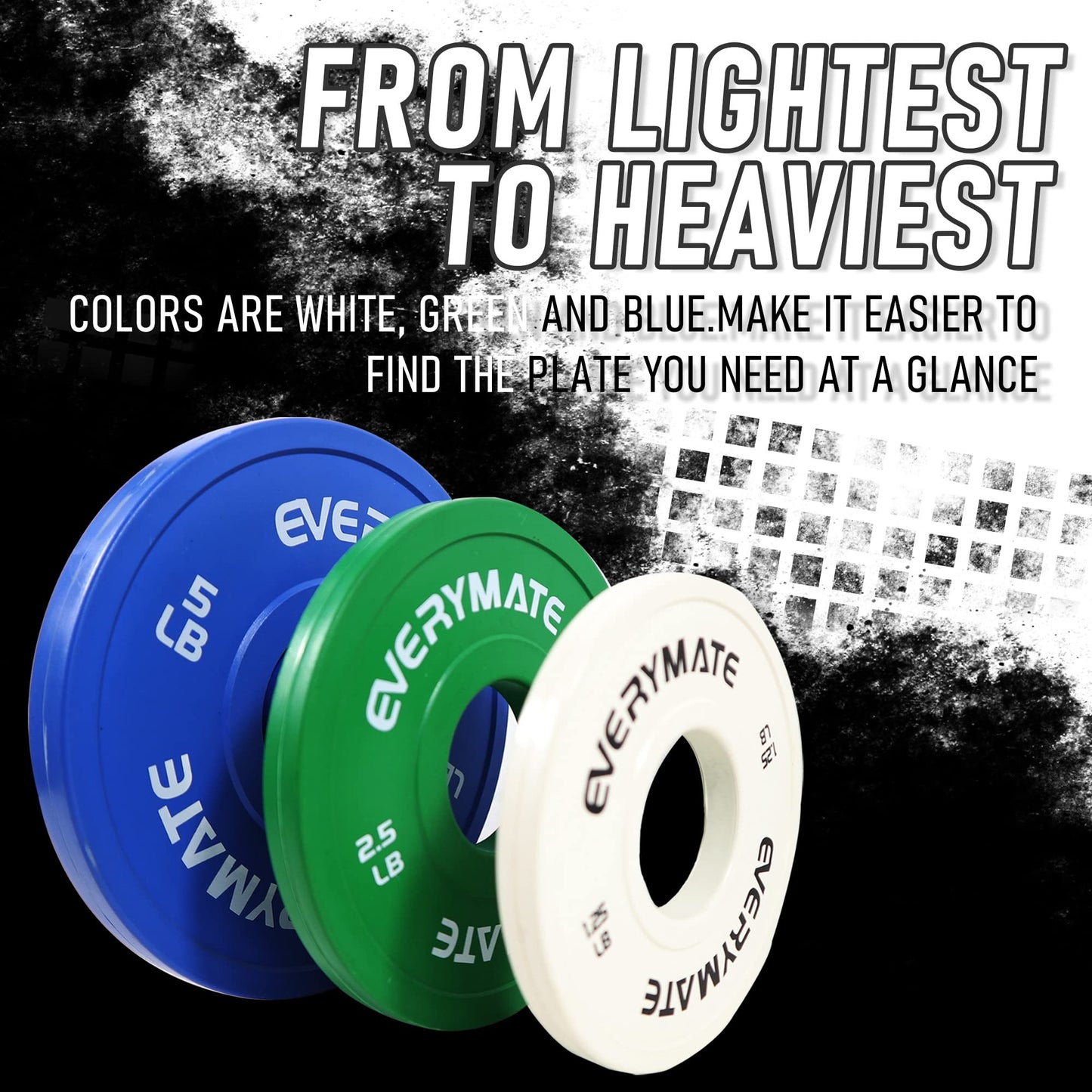 EVERYMATE Change Weight Plates Set 1.25LB, 2.5LB, 5LB, 17.5LB Fractional Bumper Plate for Cross Training and Olympic Weightlifting