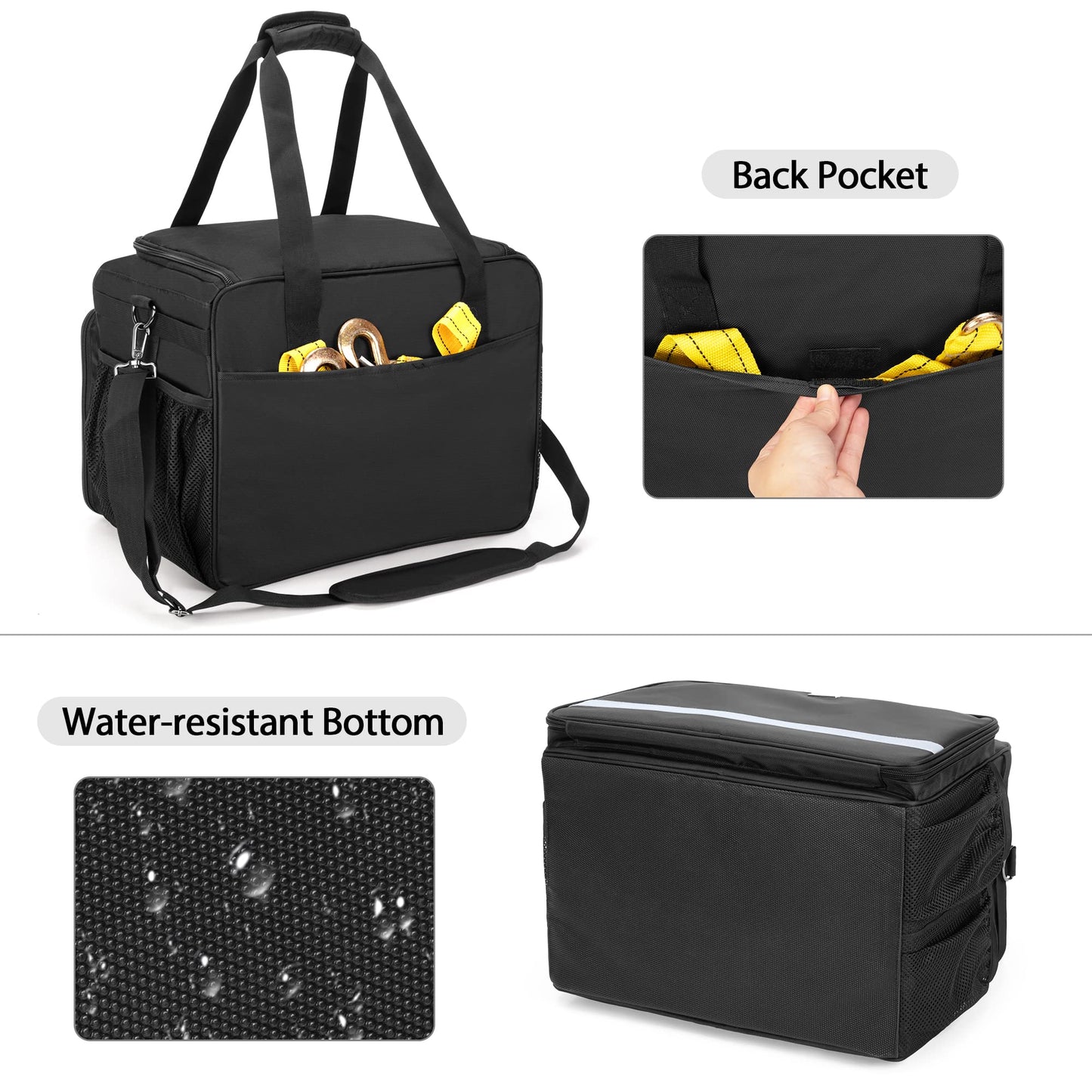 samdew Large Recovery Gear Bag, Recovery Equipment Bag for Offroad Gear Kit, Recovery Gear Box for Tire Repair Tools, Bag for Tow Straps, Shackles & Towing Accessories for Vehicle or Trucks, Bag Only
