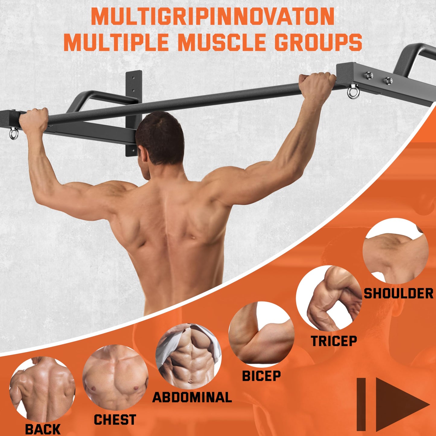 2026 Upgrade Pull Up Bar Wall Mounted - 600 lbs Heavy Duty Strength Training Pull-Up Bars, Ideal Rogue Pull Up Bar for Home and Commercial Gym, Easy Installation Chin Up Bar, Versatile Garage Pullup Bar