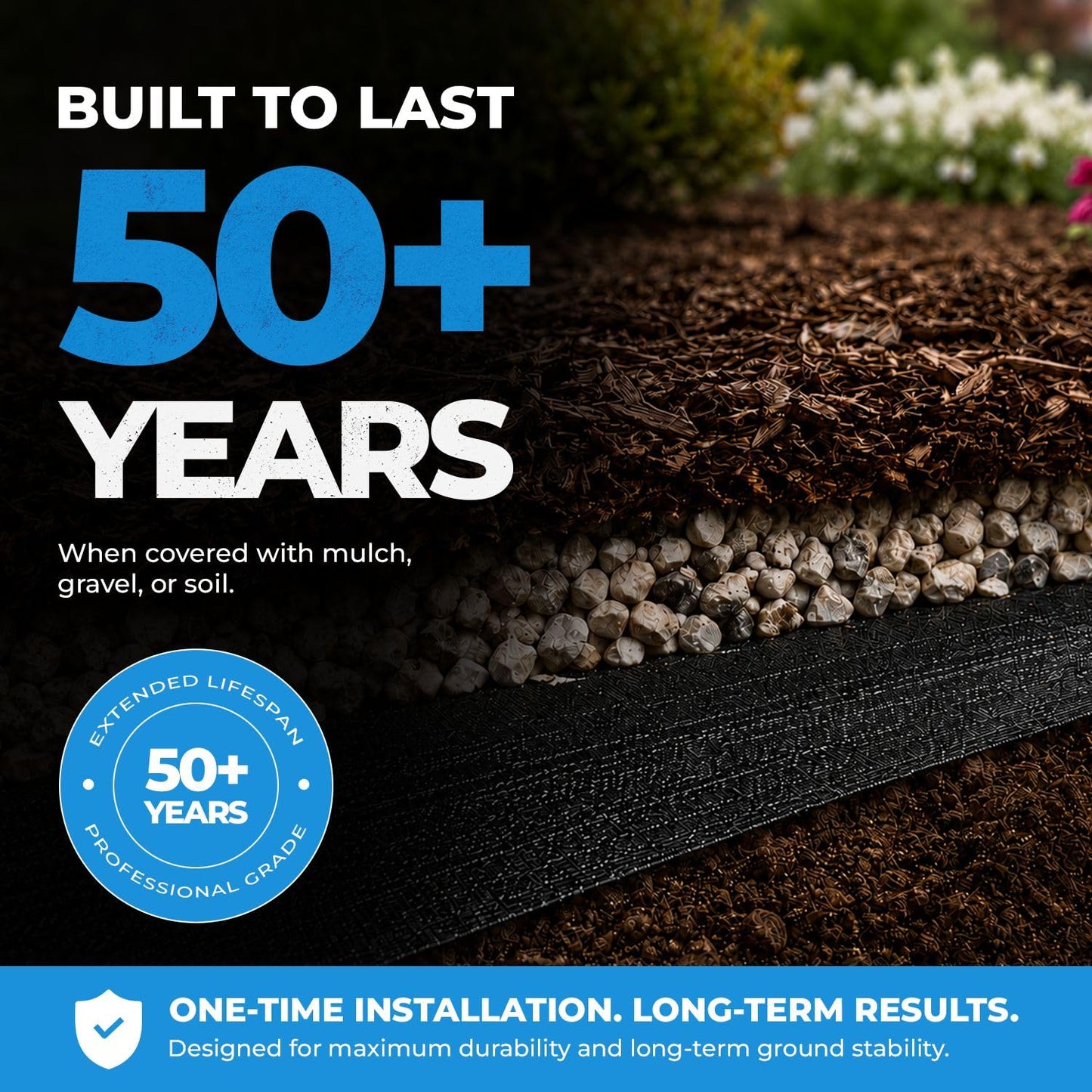 Sandbaggy 4 ft Wide Landscape Fabric | Weed Mat, Ground Cover, Garden | Industrial Grade Fabric | 135 Lbs of Tensile Strength | UV Protected | Approved by DOT (1 Roll - 4 ft x 300 ft)