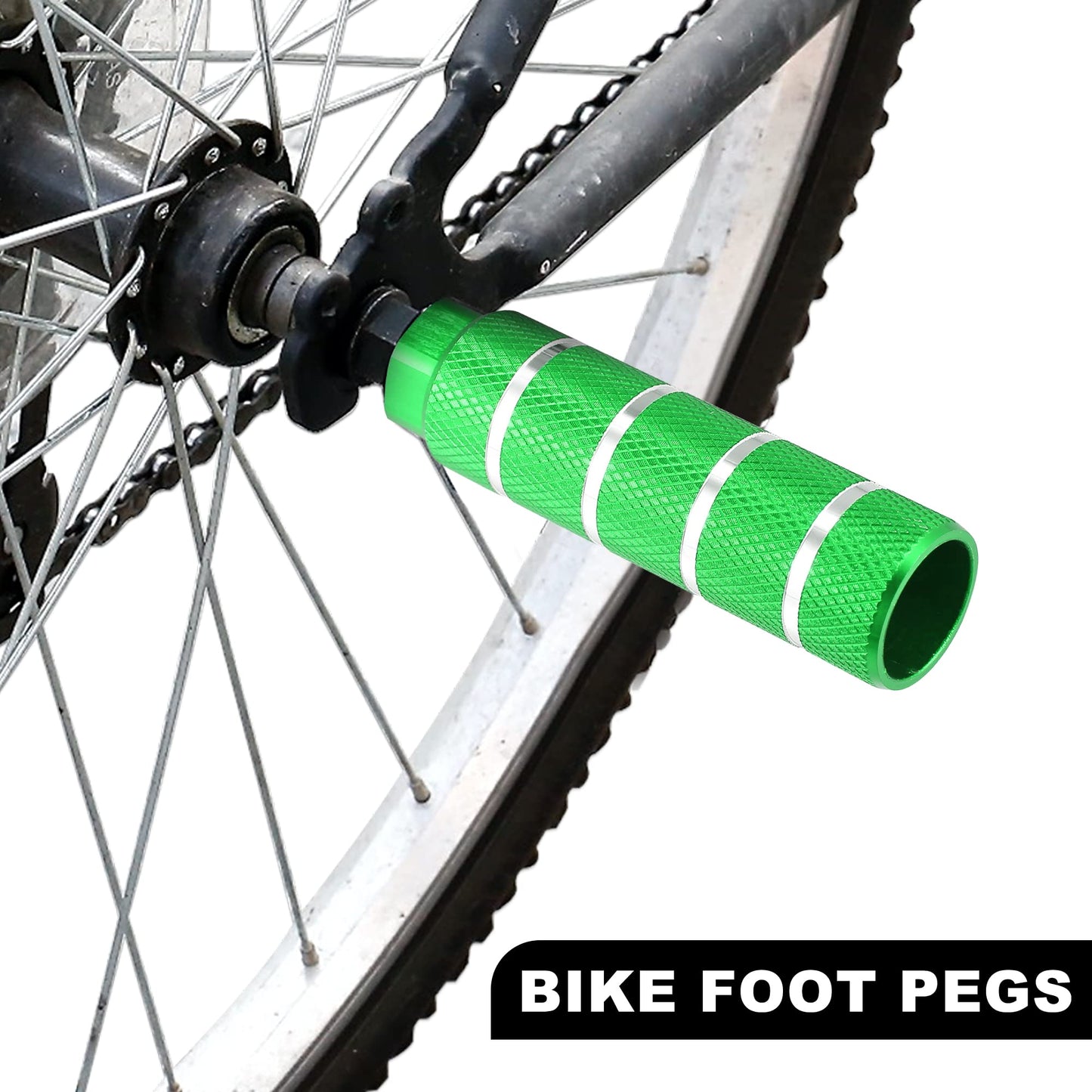 X AUTOHAUX 4pcs Aluminum Alloy Rear Foot Pegs Footrests Universal Green for BMX MTB Bike Bicycle Fit 3/8 Inch Axles