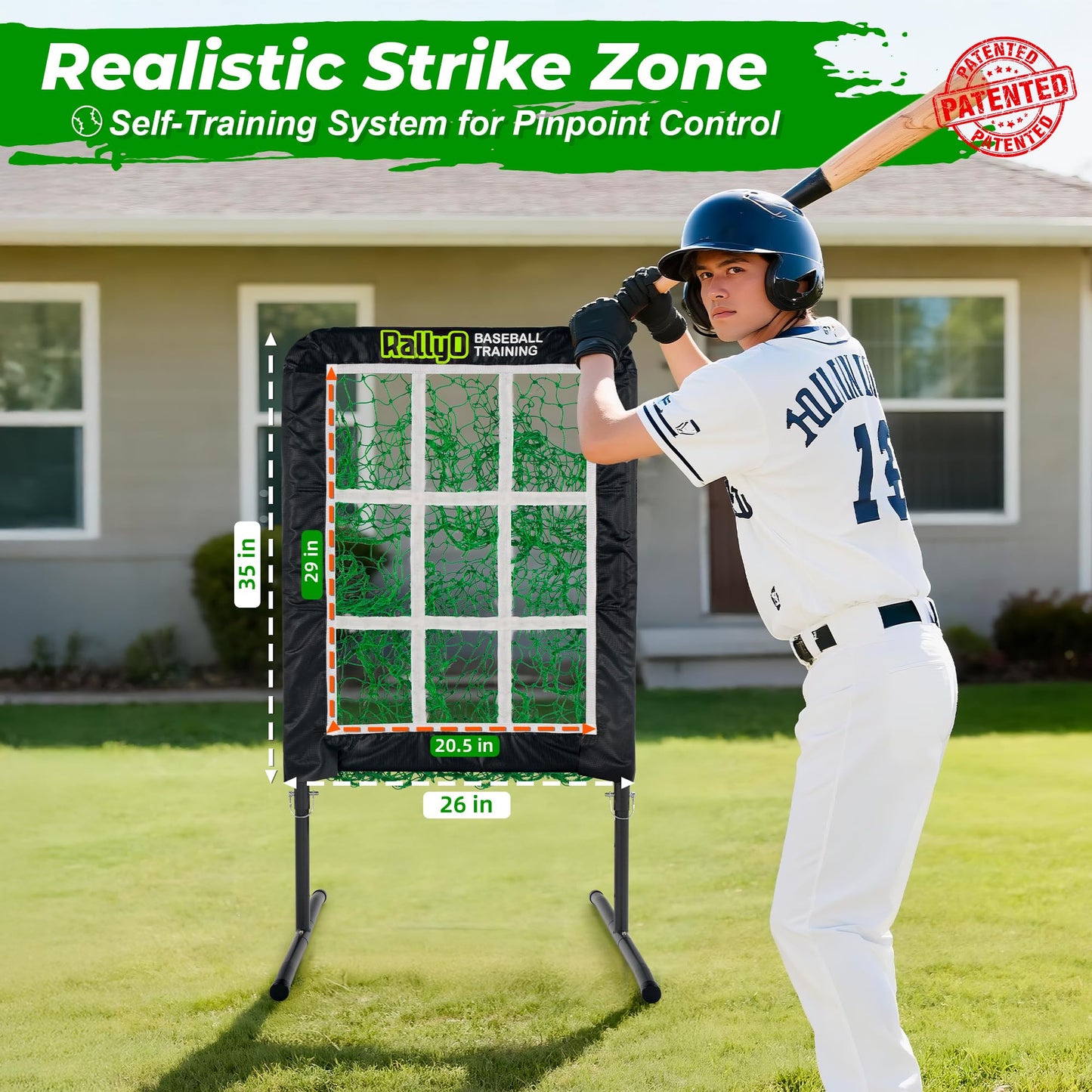 Pitching Net, 9 Hole Baseball & Softball Pitching Net with Strike Zone, Adjustable Pitching Target with 9 Pocket Design, Portable（Superior Net）