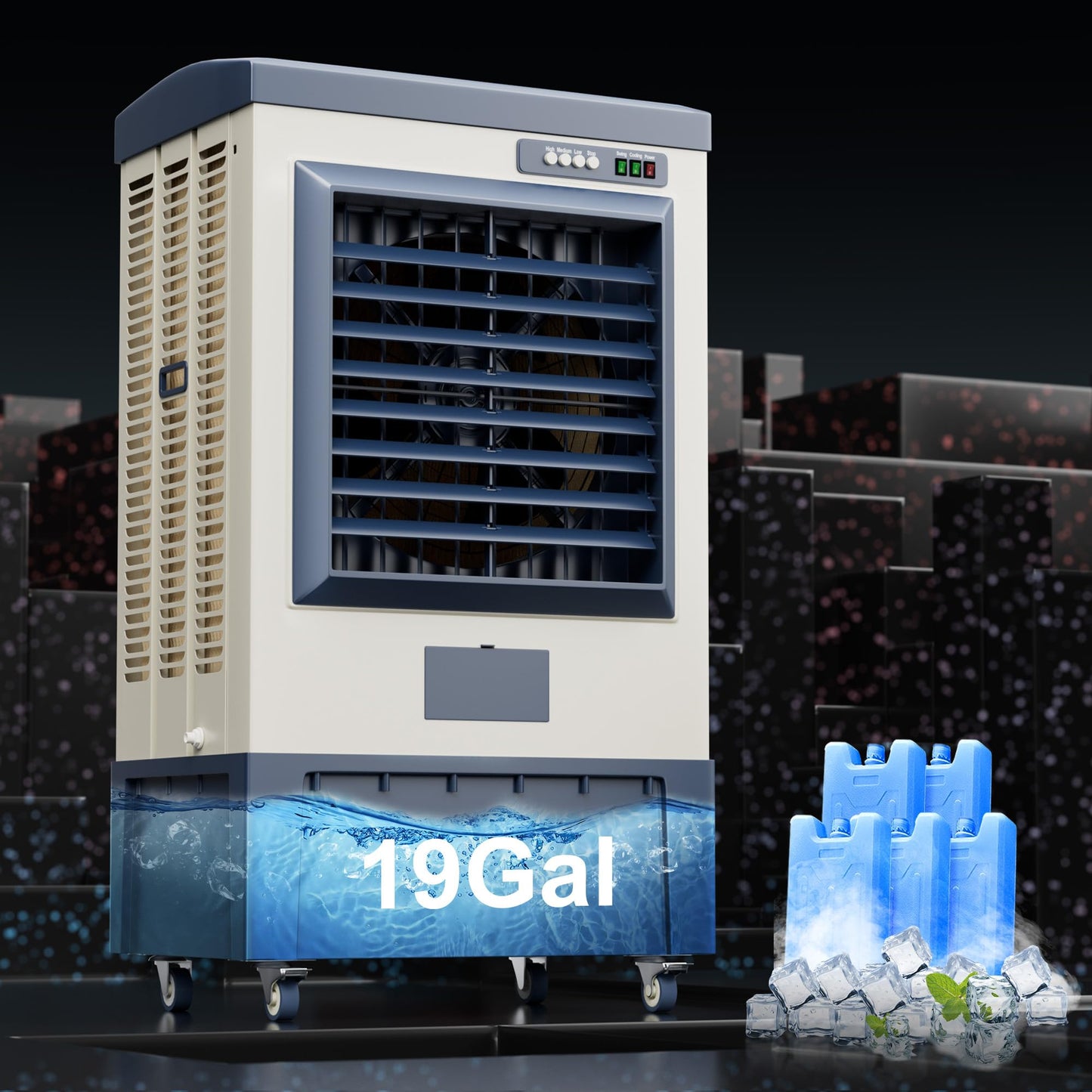 Landeagle 49″ Swamp Cooler Air Conditioner, 6500CFM Portable Evaporative Coolers with 19 Gal Tank,120°Oscillation, Outdoor Cooling Fan with Continuous Auto Fill for Patio Garage Industry Commercial