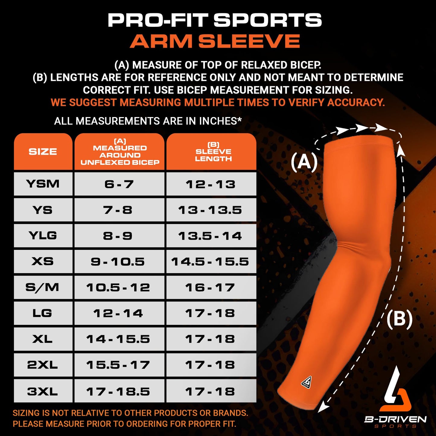 B-Driven Sports Pro Fit Compression Arm Sleeves for Men Women & Youth - For Volleyball, Golf, Running, Baseball, Basketball, Lacrosse, UV Sun Protection, Moisture Wicking - Pair