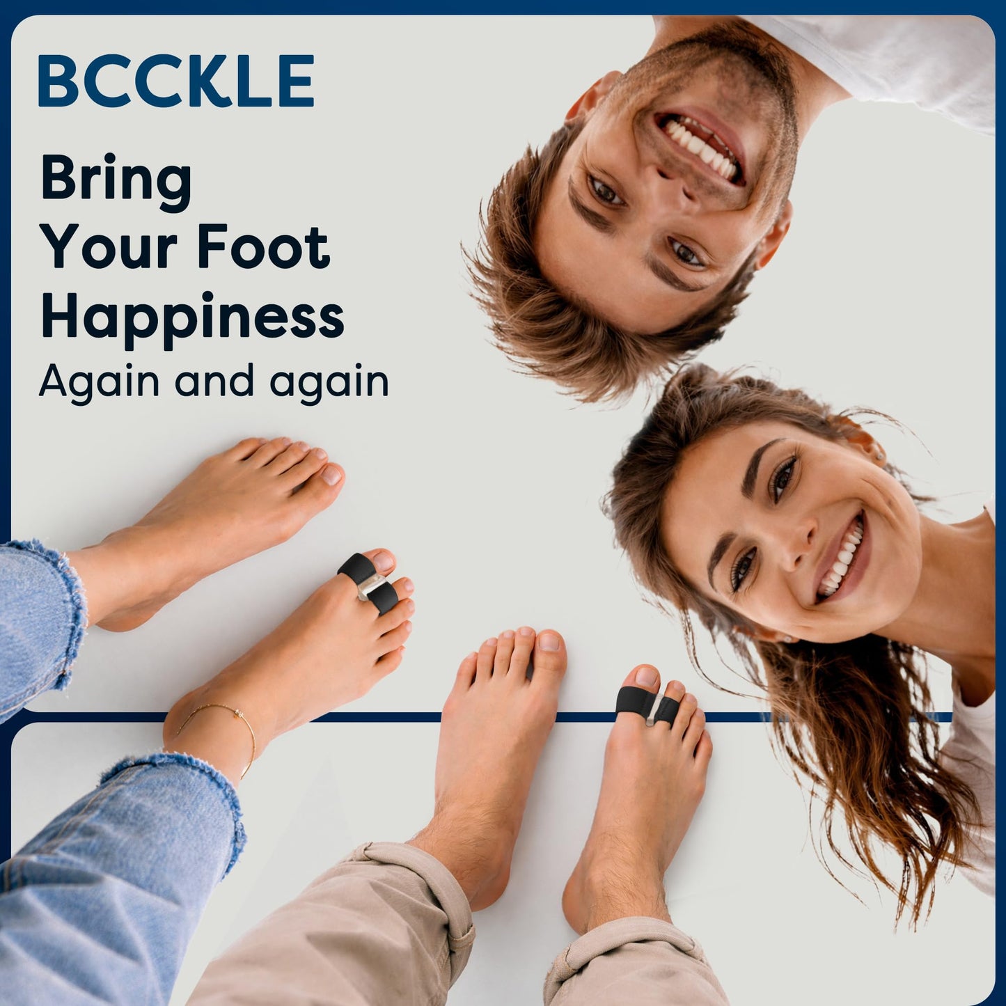 BCCKLE Big Toe Separator,2-Loop Toe Alignment Corrector - Relieve Bunion & Overlapping Toe Pain, Day & Night Soft Gel Sleeve, 3 Sizes, Machine Washable.