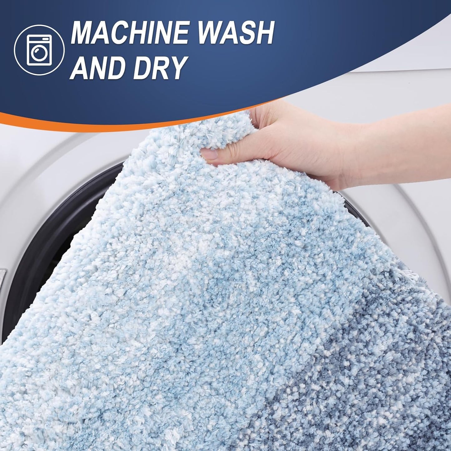OLANLY Large Bathroom Rugs - Extra Soft Microfiber Mat 40x24 | Quick Dry, Machine Washable, Blue