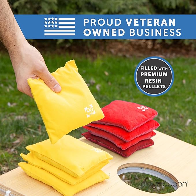 Professional Cornhole Bags - Set of 8 Regulation All Weather Double Sided - Sticky Side/Slick Side Bean Bags for Pro Corn Hole Game