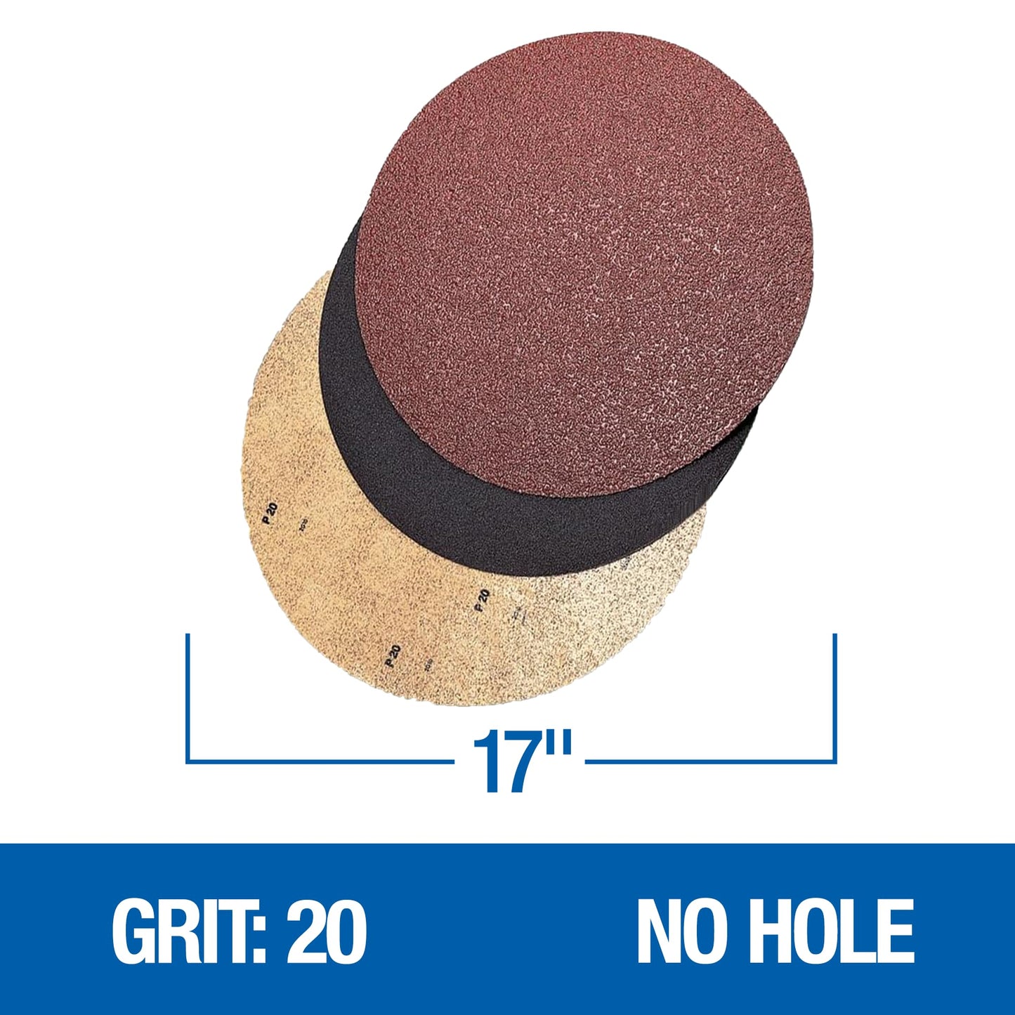 Mercer Industries 44817020 Silicon Carbide Floor Sanding Disc, Double Sided, 17" x No Hole, Grit 20Comb, 20-Pack
