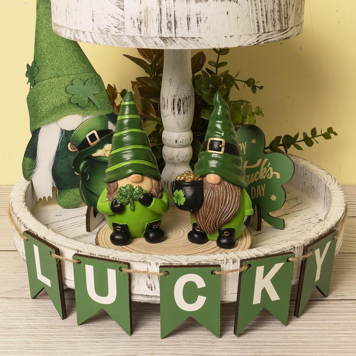 Skiennix St. Patrick's Day Gnomes - 5.1" Resin Leprechaun Figurines for Festive Table Decor | Irish Gifts