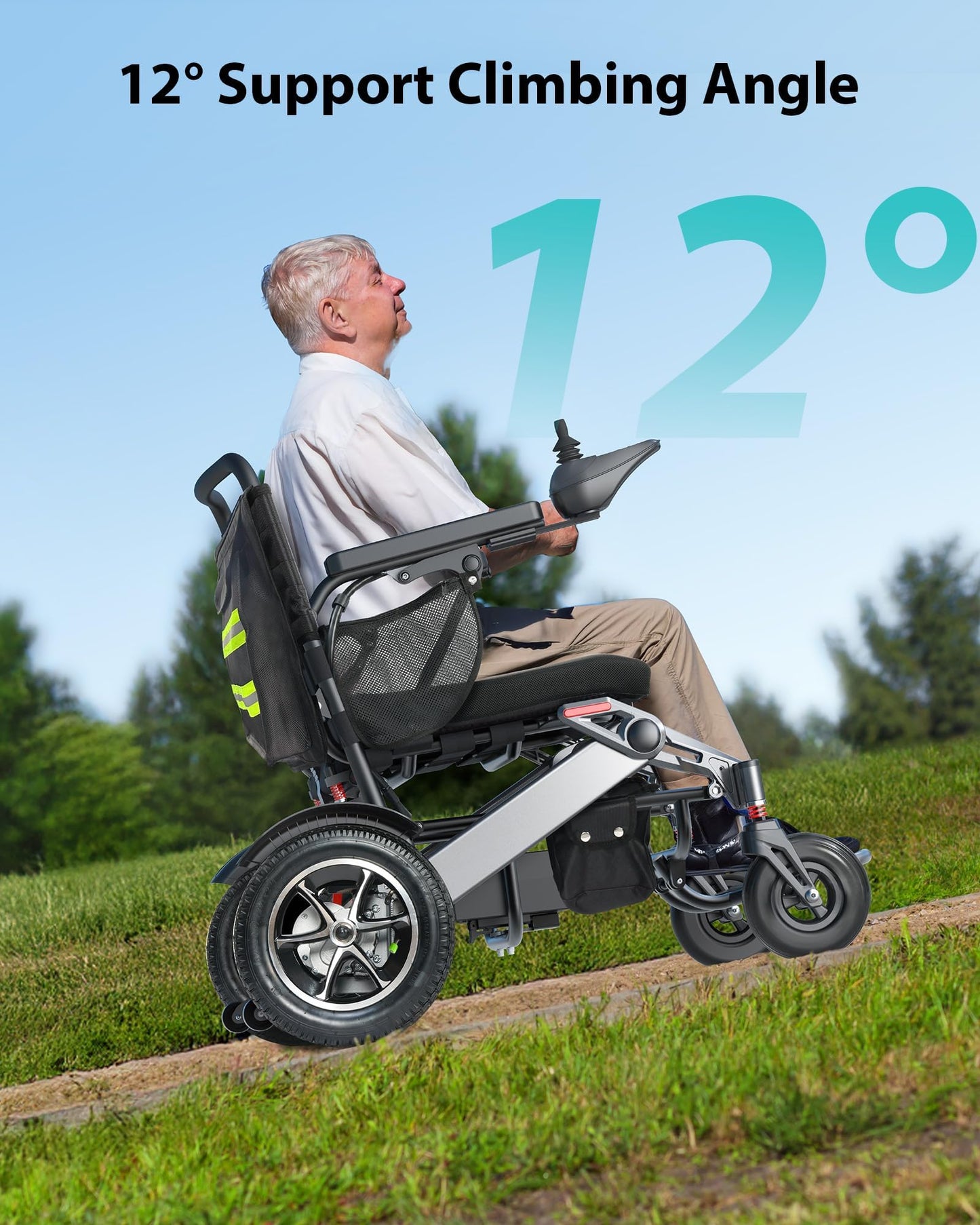 Goldseason 30 Miles Range Electric Wheelchairs for Adults - 500W Motor All Terrain Power Wheelchair with 13'' Large Tires, Support 400 lb Foldable Mobility Motorized Wheelchair for Seniors, Black