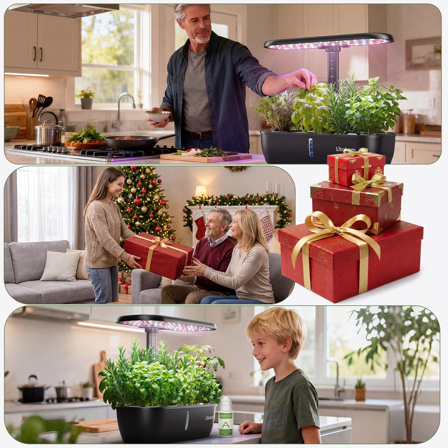 litokam Hydroponics Growing System Kit, 15 Pods Indoor Herb Garden with Smart APP & Quiet Pump, 24W LED Light, Auto Timer, Indoor Garden for Herbs, Vegetables & Flowers, Ideal Gift for Plant Lovers