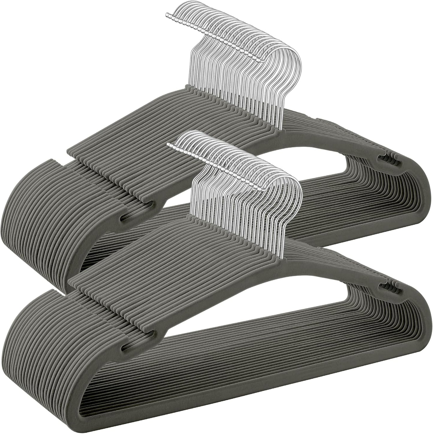 SONGMICS Velvet Hangers - 50 Pack Non-Slip Clothes Hangers with 360° Swivel Hook | Gray, 17 x 8.3 Inches