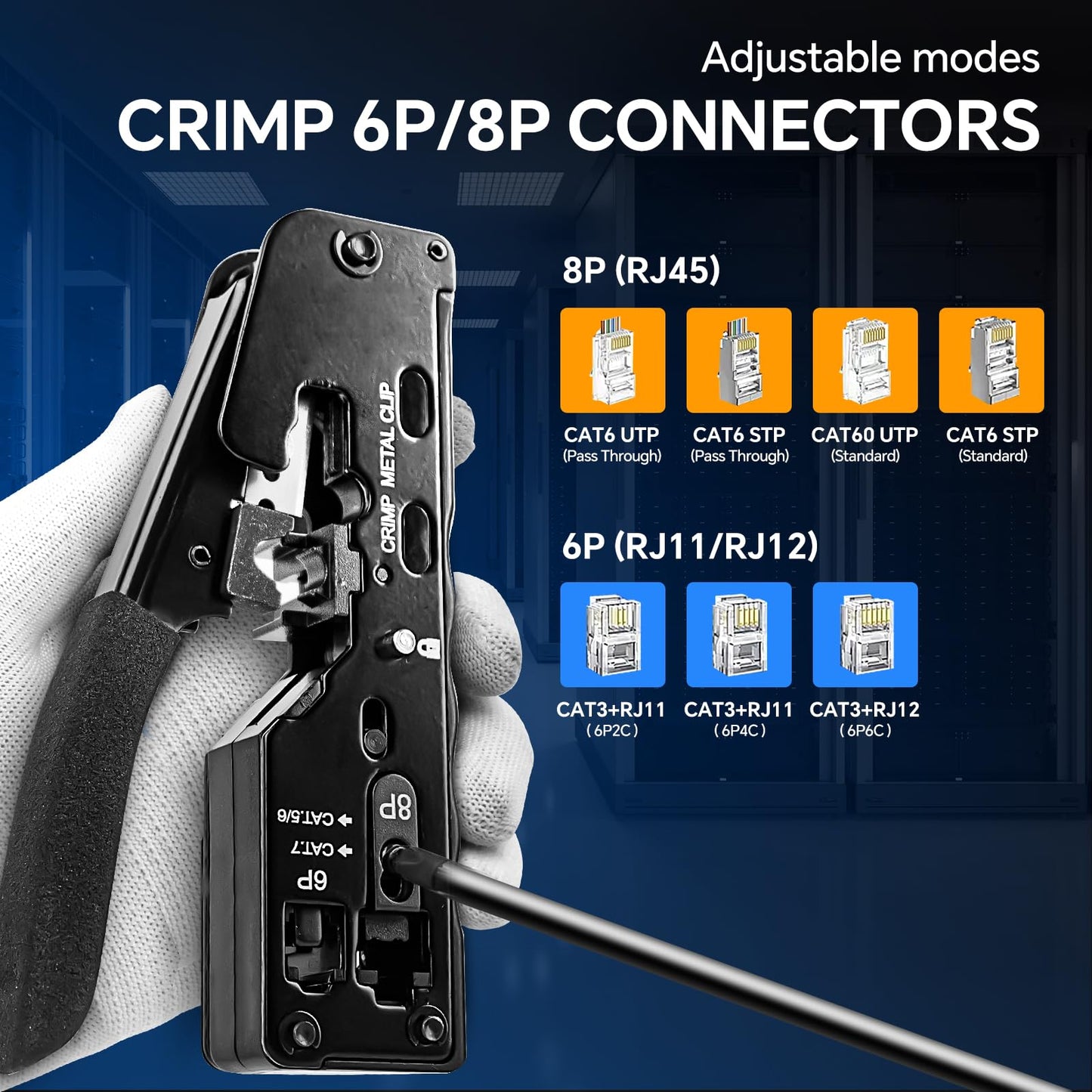 NOYAFA NF-8506 Network Cable Tester with RJ45 Crimp Tool, CAT5 CAT6 Network Tester, IP Scan, PoE Ping Test, Network Rate Test, Port Flashing, RJ45 RJ11 Ethernet Cable Tester with Crimper Stripper