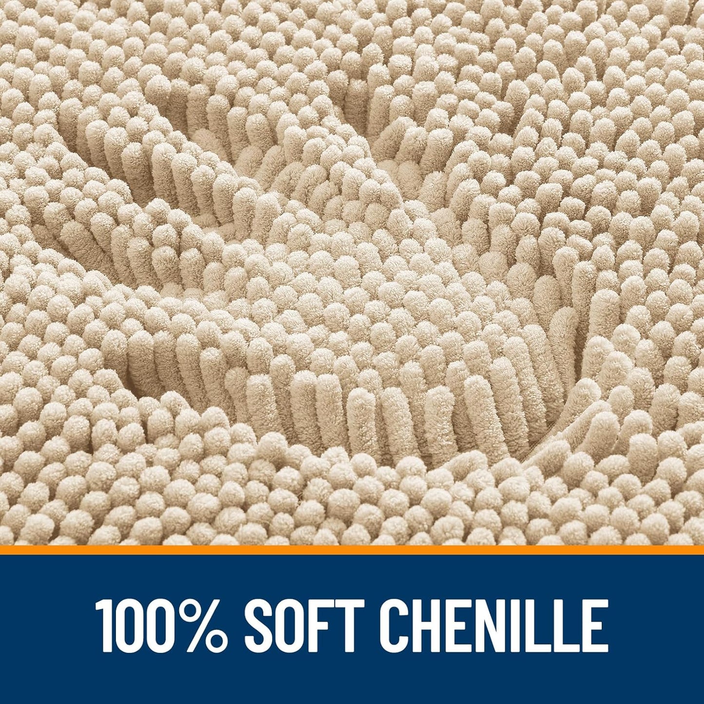 OLANLY Large Bathroom Rugs - Extra Soft Chenille Bath Mats | Quick-Dry, Machine Washable, 59x35, Beige