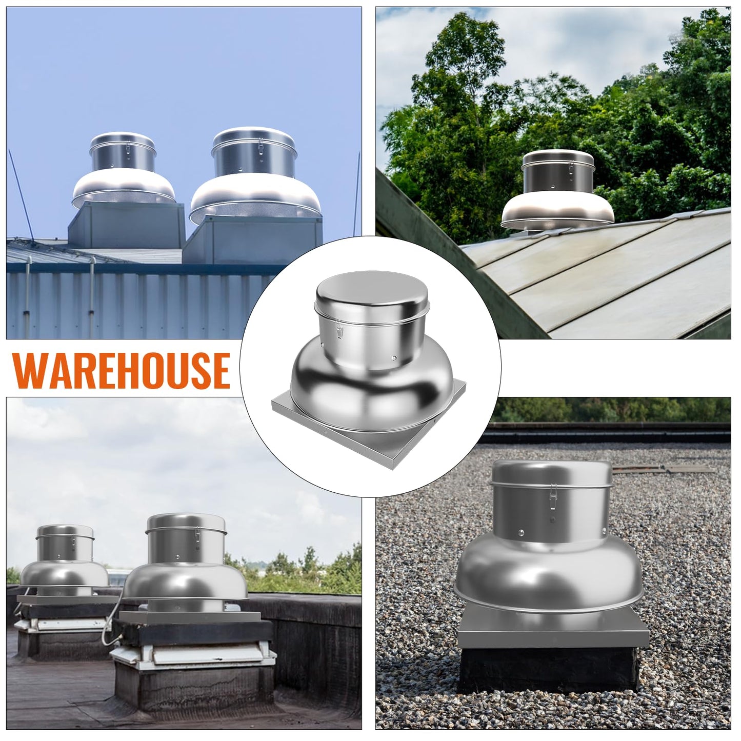 SierraSquad 1400 CFM Upblast Roof Exhaust Fan, Direct Drive Commercial Ventilation Fan with 24.05" Base for Restaurant, Warehouse, and Industrial Us