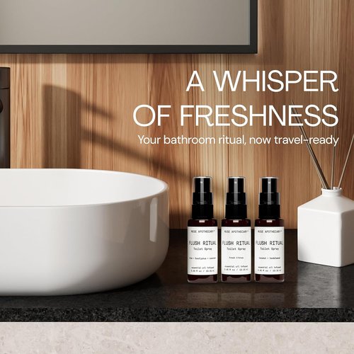 Muse Apothecary Flush Ritual Toilet Spray - Aromatic Essential Oil Blend with Aloe, Eucalyptus & Lavender - Travel Size Mini Collection, 0.45 oz, 3 Pack
