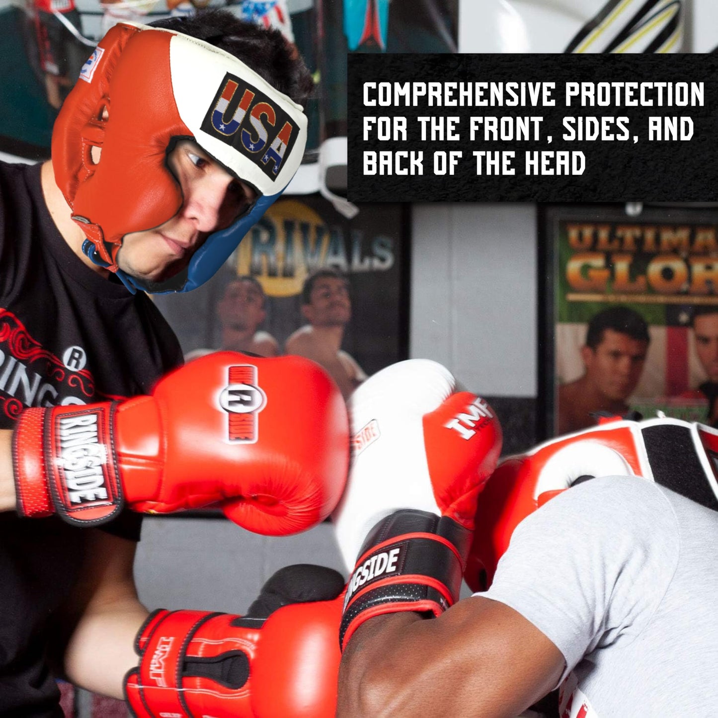 Ringside Competition Boxing Headgear, USA Boxing-Approved Leather Headgear with Cheek Protection, Great for MMA, Muay Thai, Kickboxing, and Training, Ideal for Men and Women, Black, XL