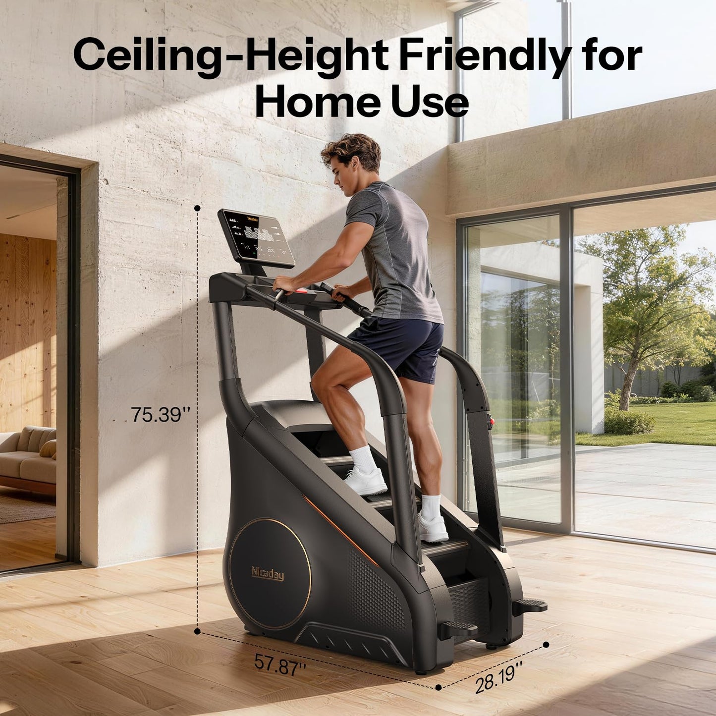Niceday Stair Stepper Master at Home, Commercial Grade Stair Climber with 25 Levels, Stepmill Exercise Machine for Full Body Workouts, Exercise Machine for Home Gym for LED Touchscreen