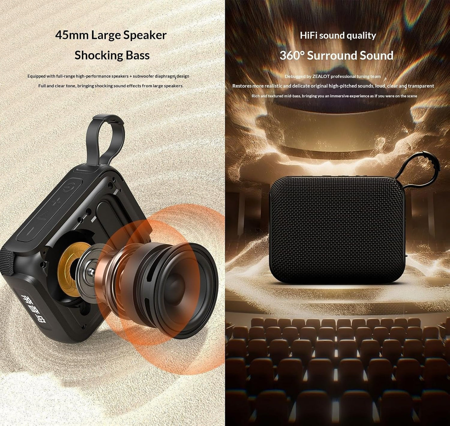 BCletty 10W 5.3, 20W IPX6 Waterproof Bluetooth Speaker, Portable Outdoor Wireless Speaker, Stereo Sound, Bluetooth TWS