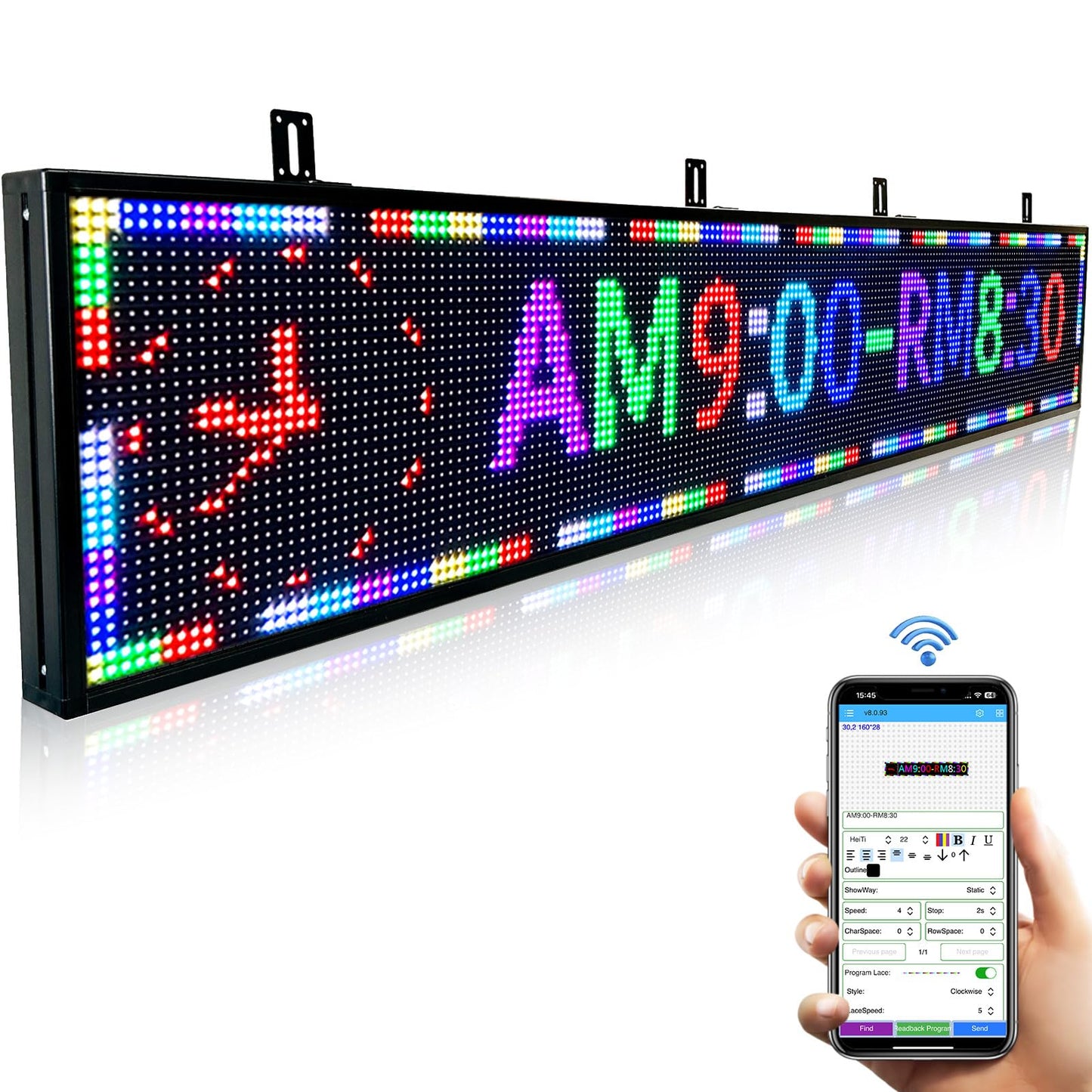 JINBLIZZARD P10 77"X14"Programmable Led Sign Custom Scrolling Outdoor Digital Display Signs For Business Electronic Message Board Creen Panel Wifi Control Advertising Signage