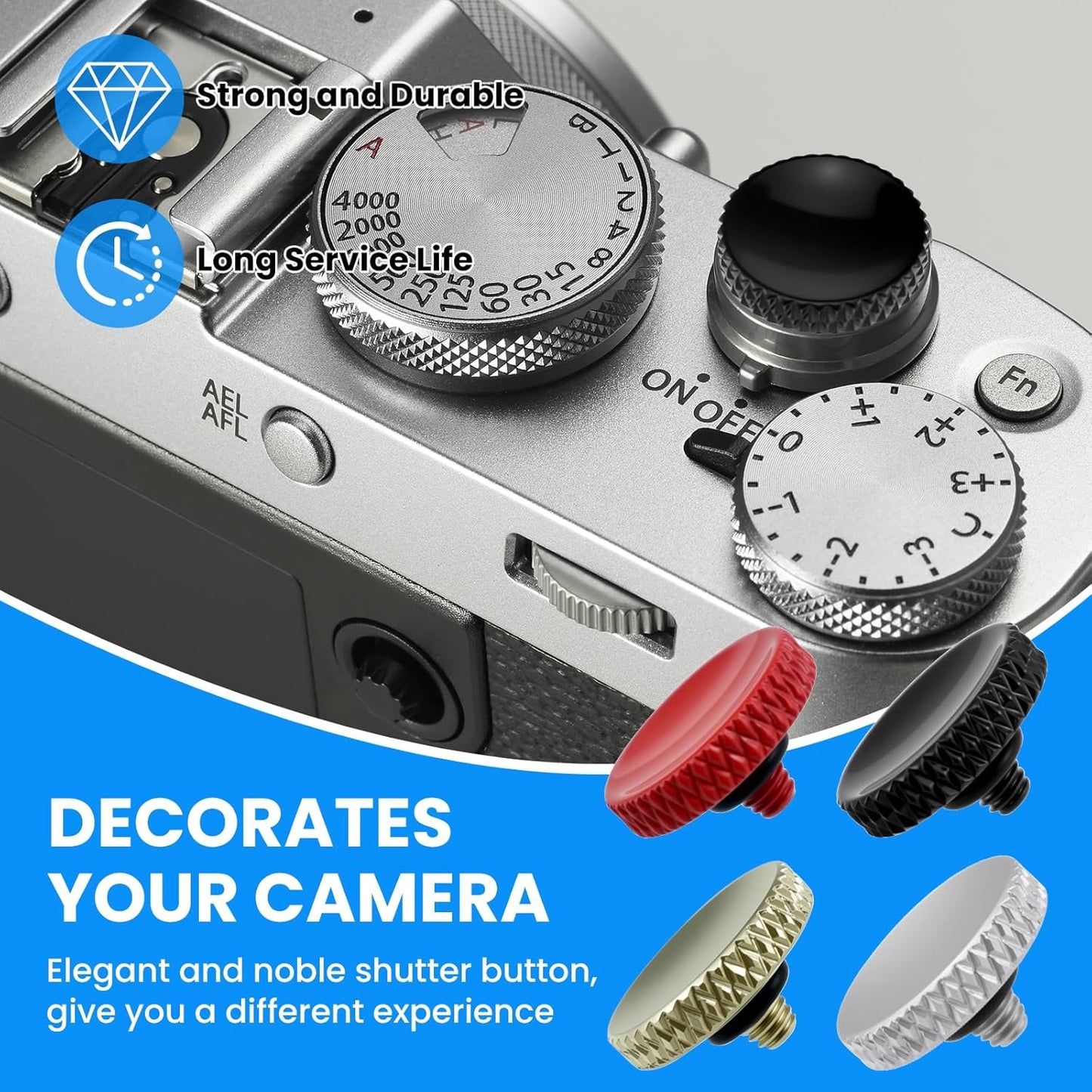 4 X-T3 X100 X100S X-T10 X-T20 X-T30 Xpro1, 4 SDTC Tech Pcs Fuji Shutter Release Button Accessories, Copper Camera Soft