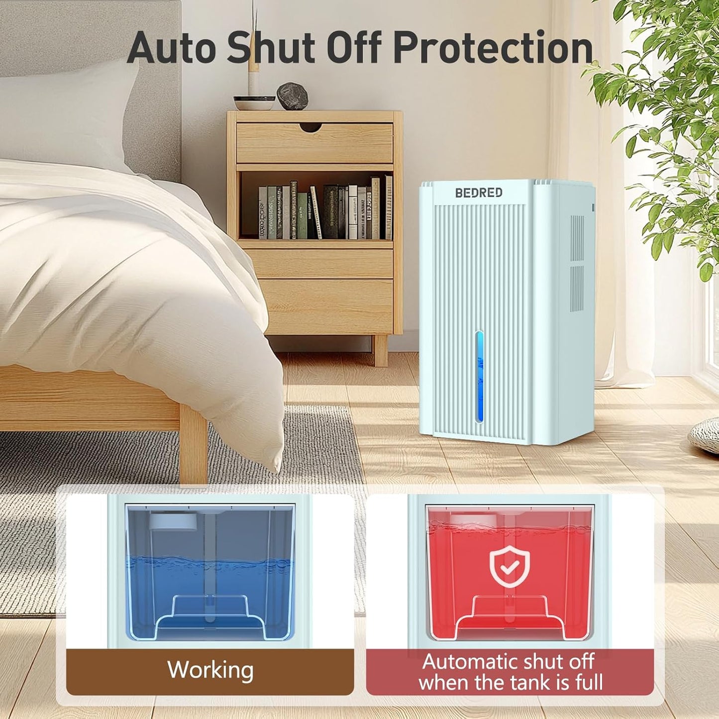 Skiennix 95OZ Dehumidifier for Home - Quiet Operation with Auto Shut Off & 7 Color Ambient Light | Ideal for 1000 Sq.Ft Spaces (Pale Turquoise)