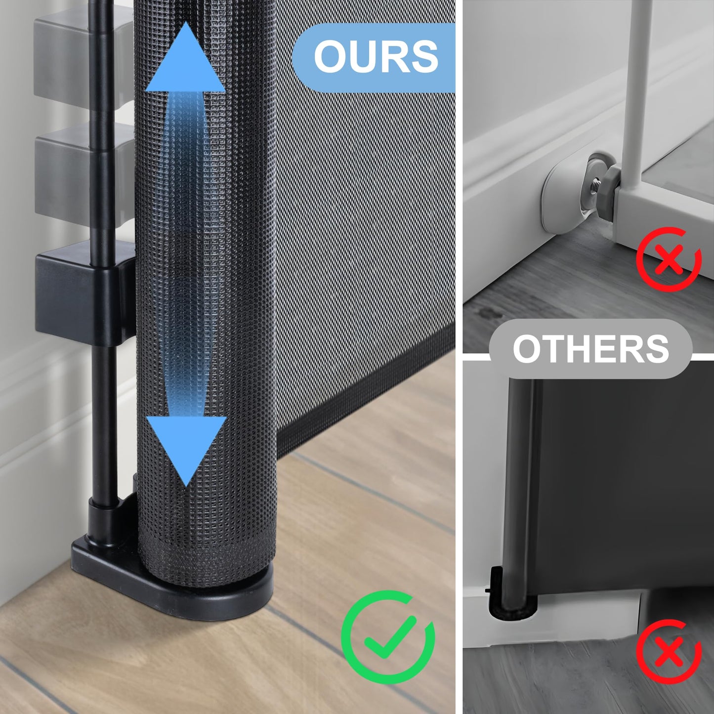 Colbabe 200 inches Extra Wide Retractable Baby Gate, 41.5 inches Tall Mesh Safety Gate for Oversized Openings, Living Rooms, Patios, Child & Pet Barrier for Indoor Outdoor Use, Black