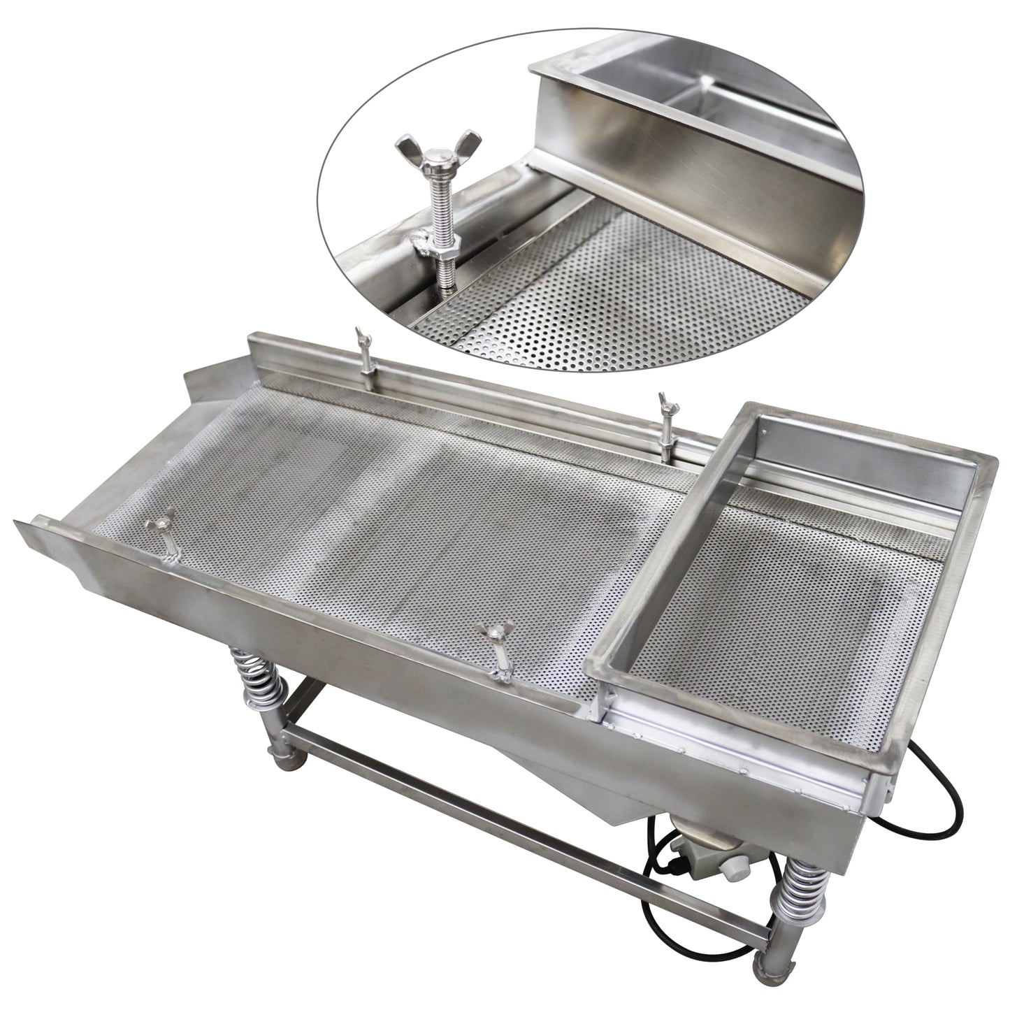 TECHTONGDA Straight Vibrating Sieve Screen Shaker Electric Linear Sifter Machine Stainless Steel One Layer One Motor 0.5mm Screen Size 11.8×29.5inch 110V
