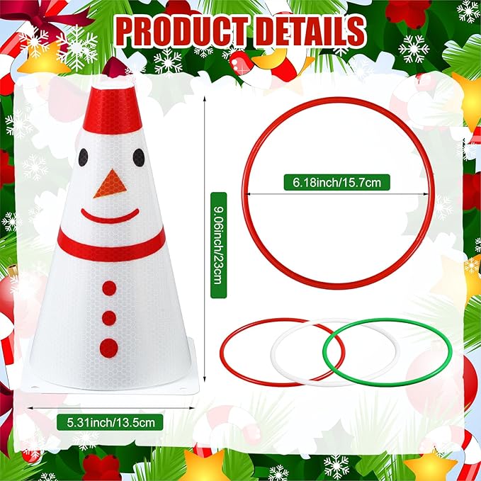 Leitee 6 Sets Candy Corn Ring Toss Game Plastic Cones Ring Toss Combo Set Mini Traffic Cones Toss Game for Sports Training Garden Backyard Outdoor Activities