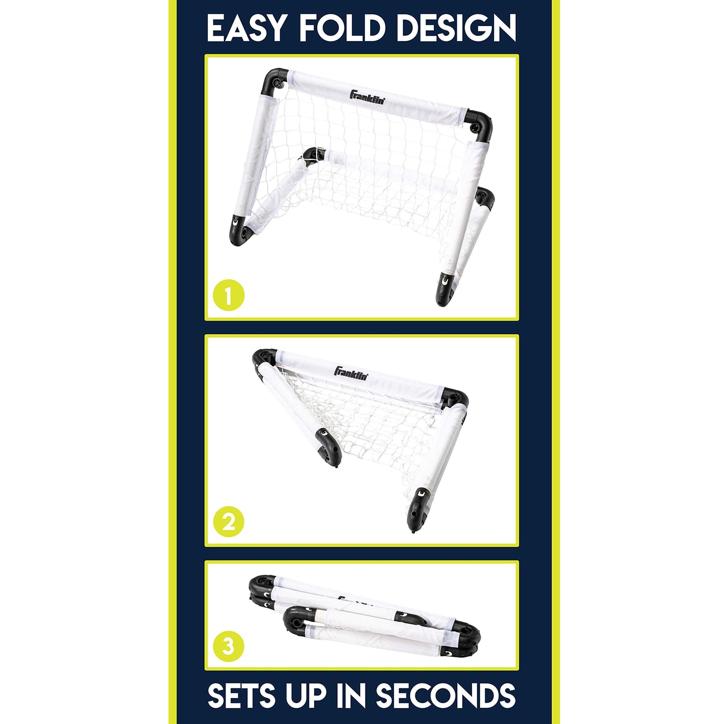Franklin Sports Kids Mini Soccer Goal Set - Backyard/Indoor Mini Net and Ball with Pump - 22" x 17"