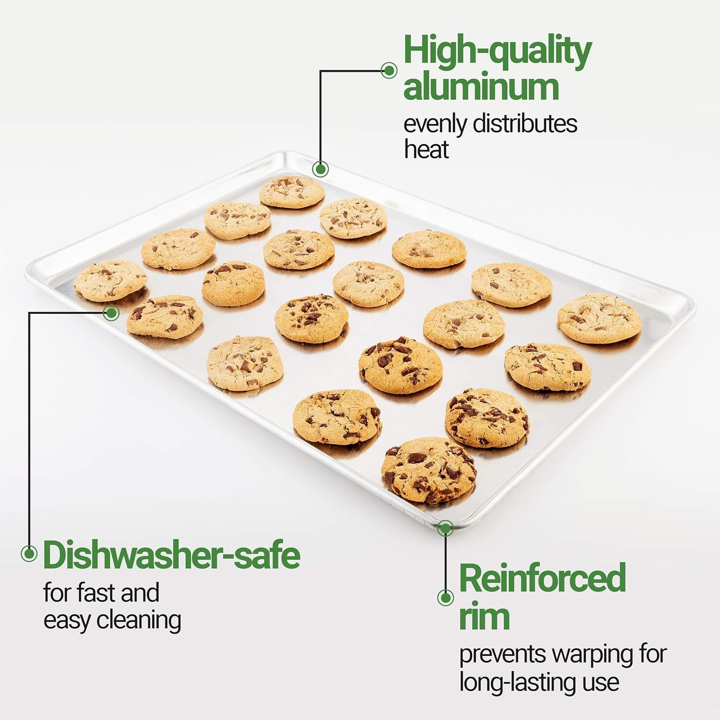 Restaurantware Met Lux Heavy-Duty 18 x 26 Inch Baking Sheet - Perfect for Cookies, Pastries & Pizzas