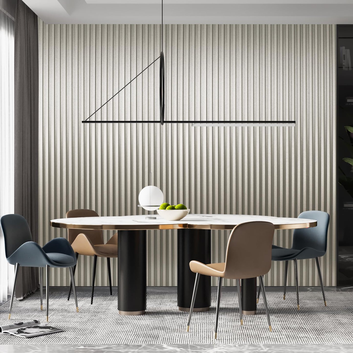 Art3dwallpanels Slat Wall Paneling, 104'' x 6.7'' Glossy Metal Finish WPC Soundproof 3D Wall Panels for Interior Wall Decor, 8 Pack Fluted Textured Panel Wall Slats, Champagne Silver