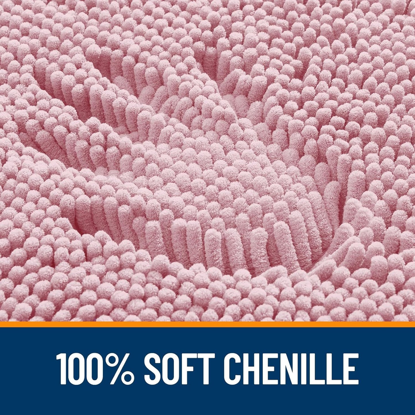 OLANLY Small Bathroom Rugs - Extra Soft Chenille Bath Mats | Quick-Dry, Machine Washable, Dusty Rose 24x16
