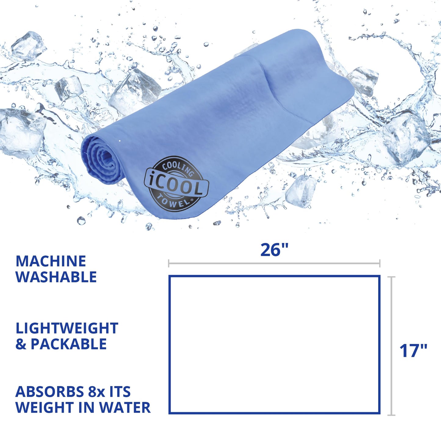FROGG TOGGS iCOOL Cooling Towel 2 Pack, Sky Blue 2 Pack