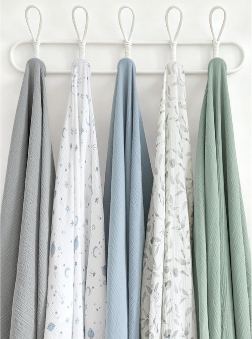 Konssy Muslin Swaddle Blankets - Soft & Breathable 3-Pack for Newborns | Large 47 x 47 Inches