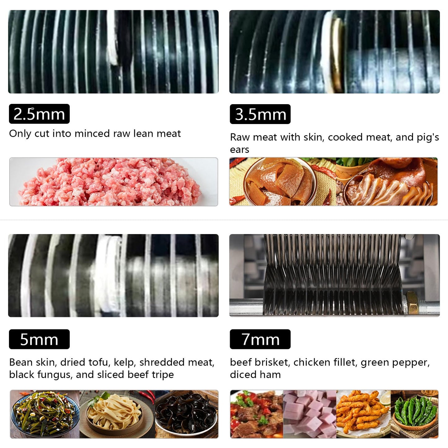 Commercial Meat Cutting Machine for Restaurant 850W 7mm Blade Automatic Electric Meat Cutter Stainless Steel Slicing Shredding Machine, 330lb/h for Cutting Boneless Pork Beef Chicken Fish