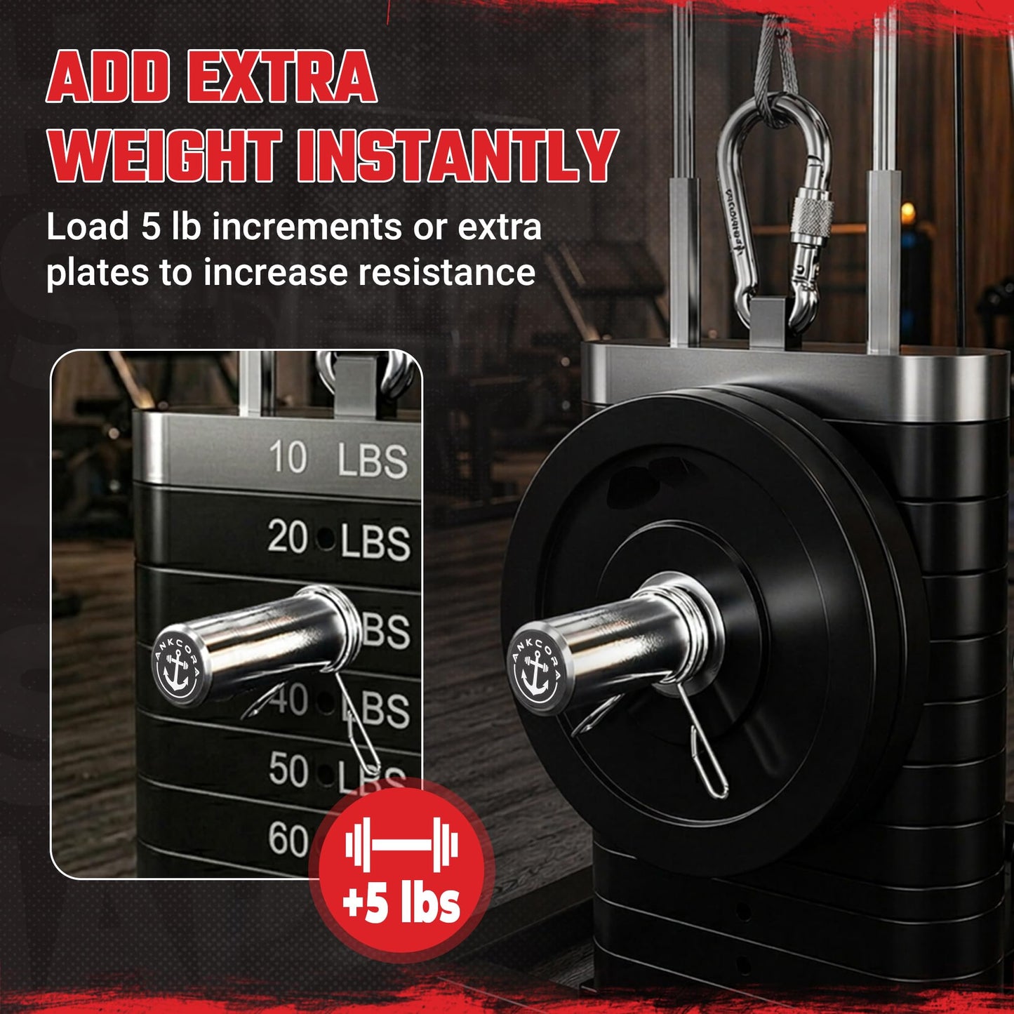 Ankcora Gym Pin Kit 10mm & 8mm Universal Fit, Weight Stack Pin, Gympin, Weight Pin, Gym Pins for Weight Stack, Weight Stack Extender Pin, Weight Pins for Weight Stack Machine