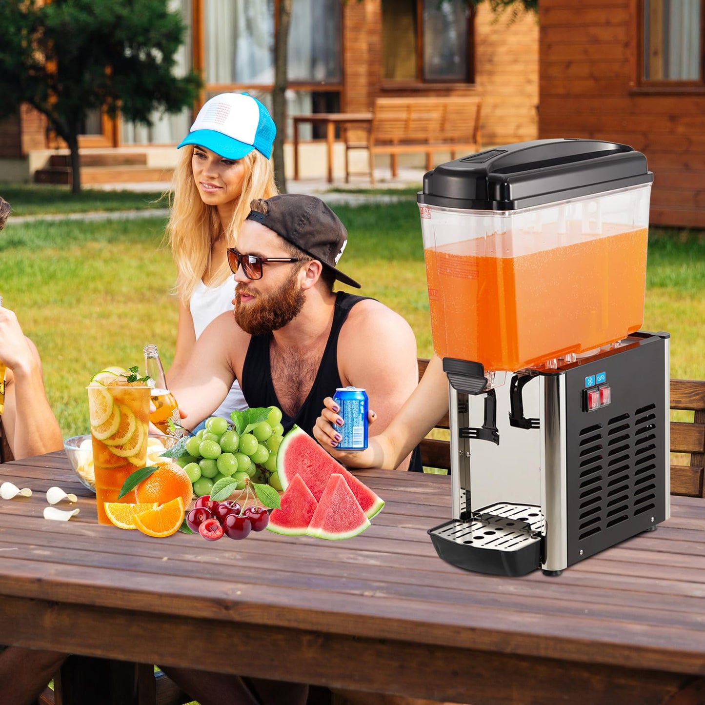 Commercial Beverage Dispenser, 4.8 Gallon 18L Single Tank 150W Commercial Juice Dispense, Food Grade Material Stainless Steel, Drink Dispenser for Parties, Restaurants & Hotels