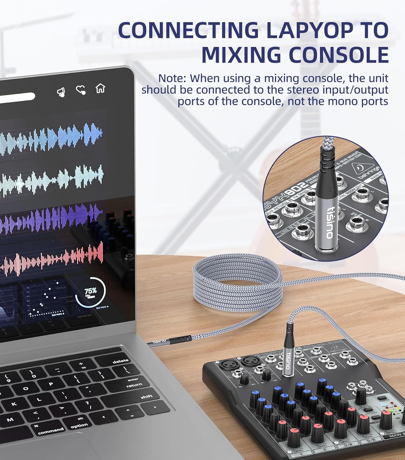1/8 1/4 3.5mm 1/4 Amplifiers-10 Tisino to Stereo Cable, to Adapter Aux Cord Stereo Audio Cable for Guitar, Keyboard