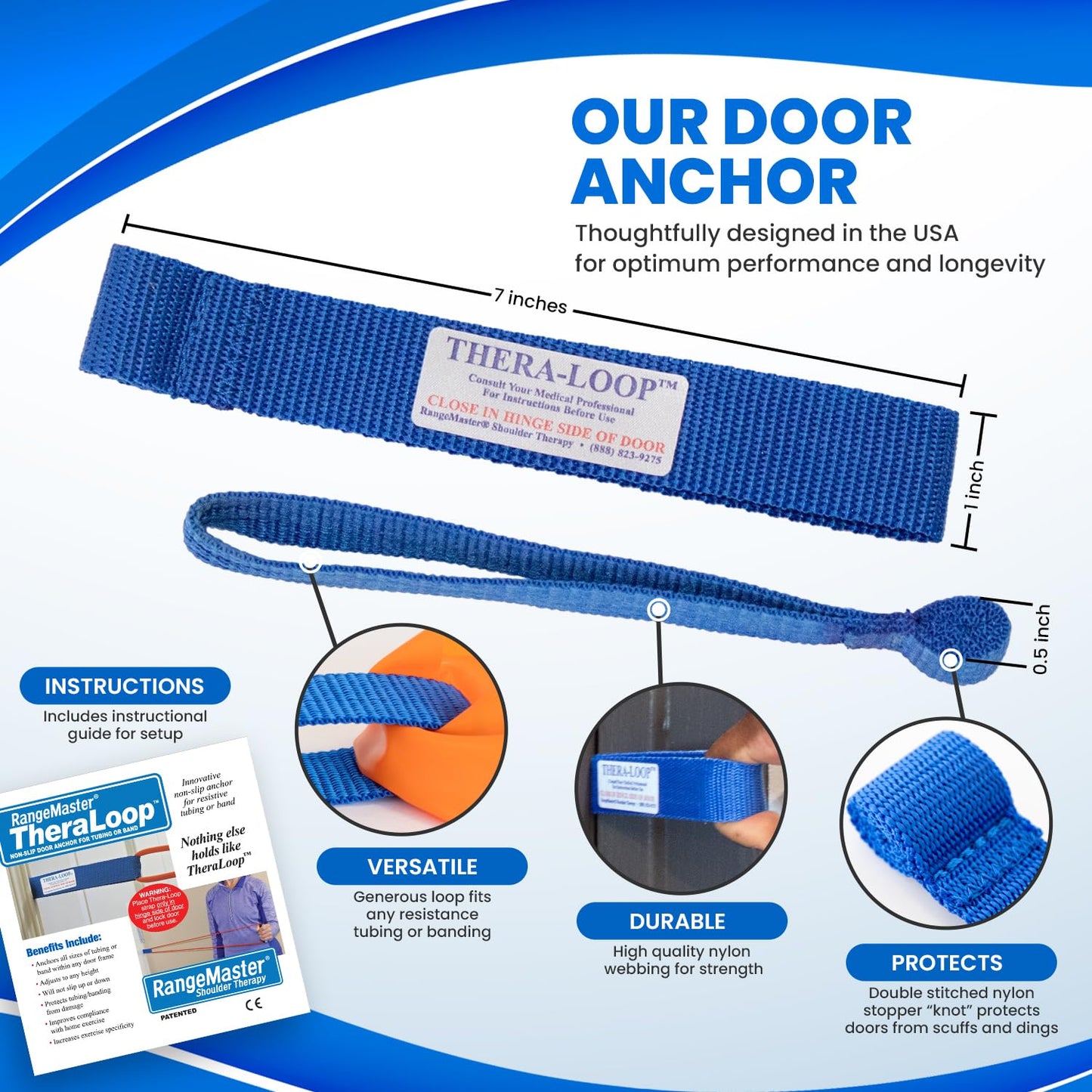 RangeMaster Thera-Loop Banding & Tubing Door Anchors │ Non-Slip │ Complements Exercise Bands or Tubes │ Great for Exercising and Strengthening Activities | Multi-Purposes Door Anchors | 50 pack