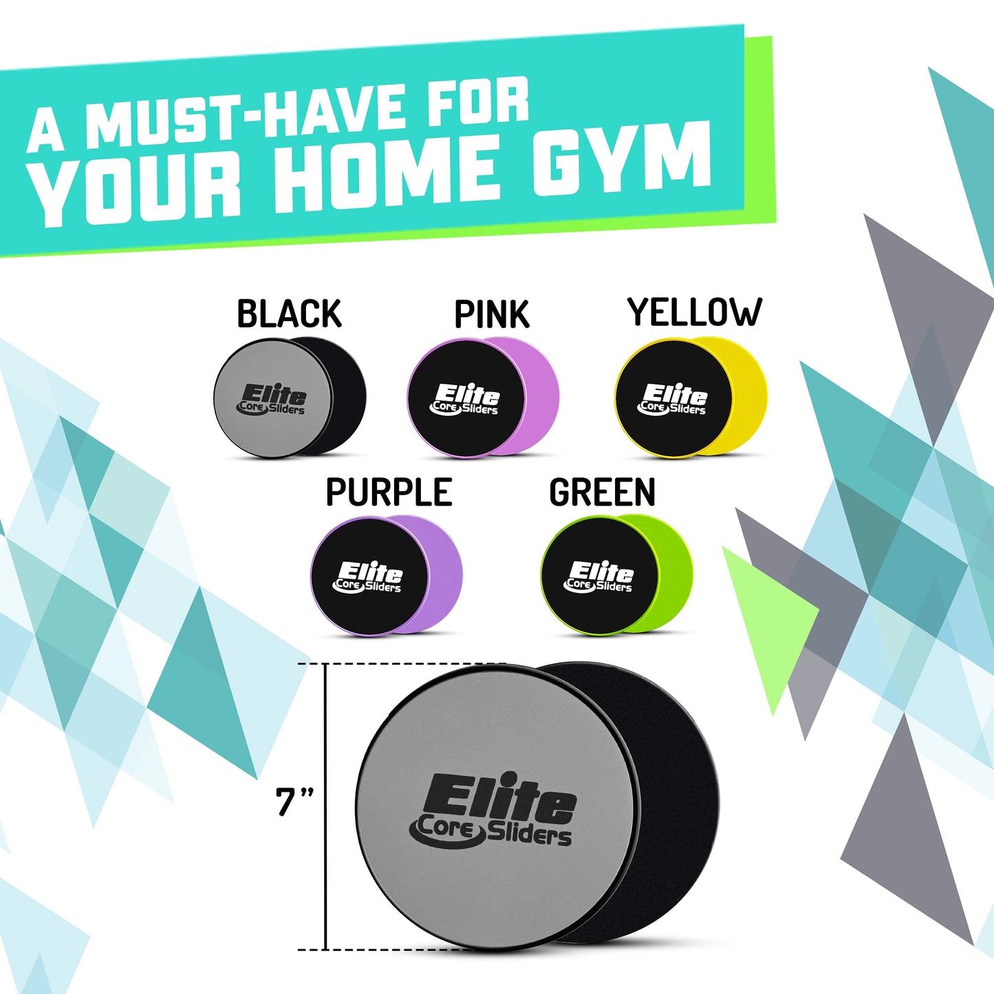 Elite Sportz Equipment Core Sliders, Exercise Gliding Discs for Strengthening, Dual Sided Gliders for Carpet & Hardwood Floors, Strength Training Equipment