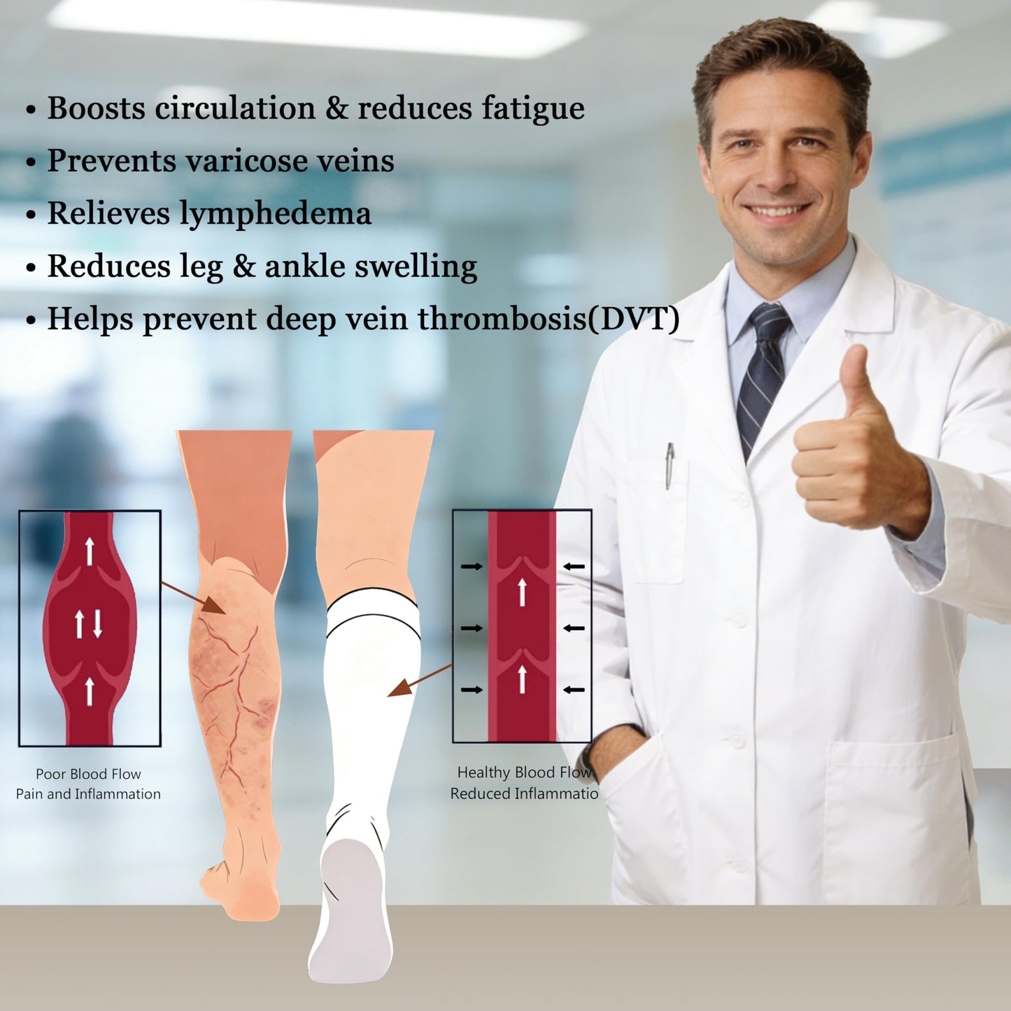 Cuyankin Compression Socks for Women and Men Cotton 15-20mmHg Knee High Soft Support Sock for Nurses, Flying, Travel, Pregnancy,Improve Circulation, Cream, Brown, Coffee