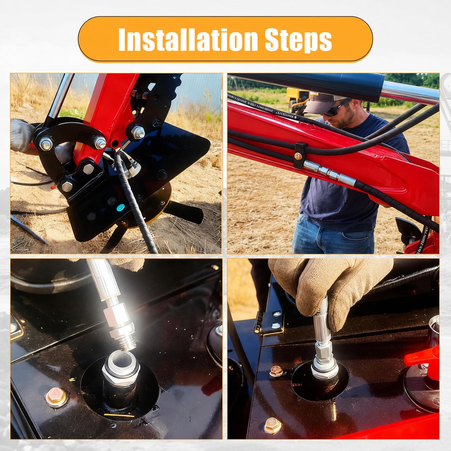 Echo Ridge Generic Hydraulic Mini Excavator Grass Cutter Attachment - Heavy-Duty Steel Mower Accessory for 0.8-2 Ton Mini Excavators (Includes 8 Blades)