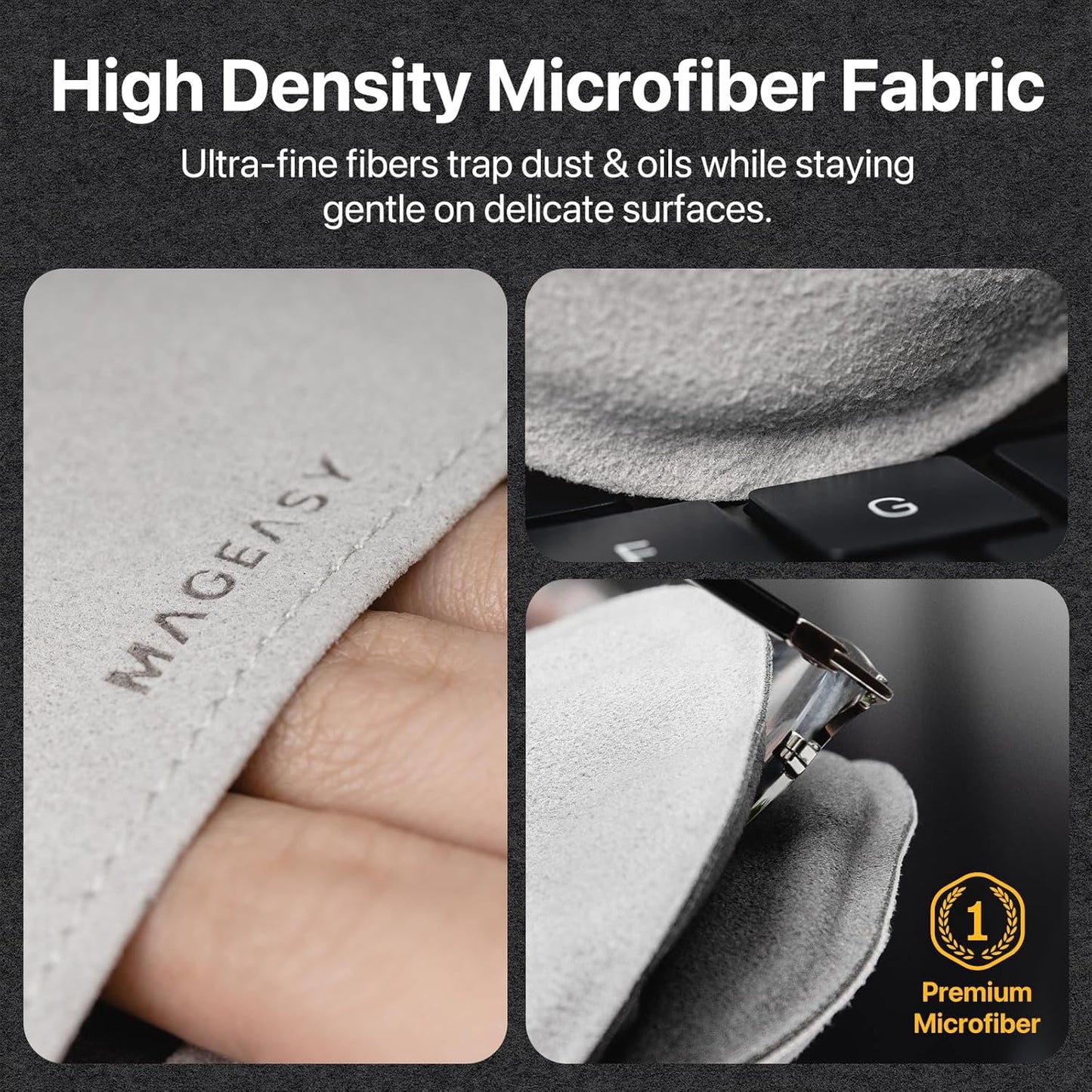 MAGEASY Microfiber Cleaning Cloth for Electronics, iPhone iPad MacBook, Car Screen Cleaner, Keyboards, Eye Glasses