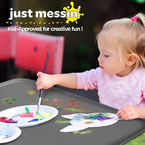 Just Messin’ Silicone Art Mat - Reusable Non-Slip, Heat-Resistant Design | 16"x26", Gray, Perfect for Kids' Crafts