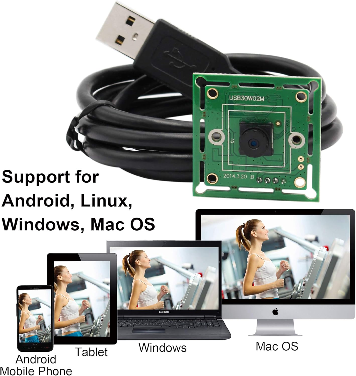 ELP 45degree 480P 60fps USB2.0 OV7725 VGA Super Mini USB Camera Module with Lens UVC Video Webcam Board Embedded