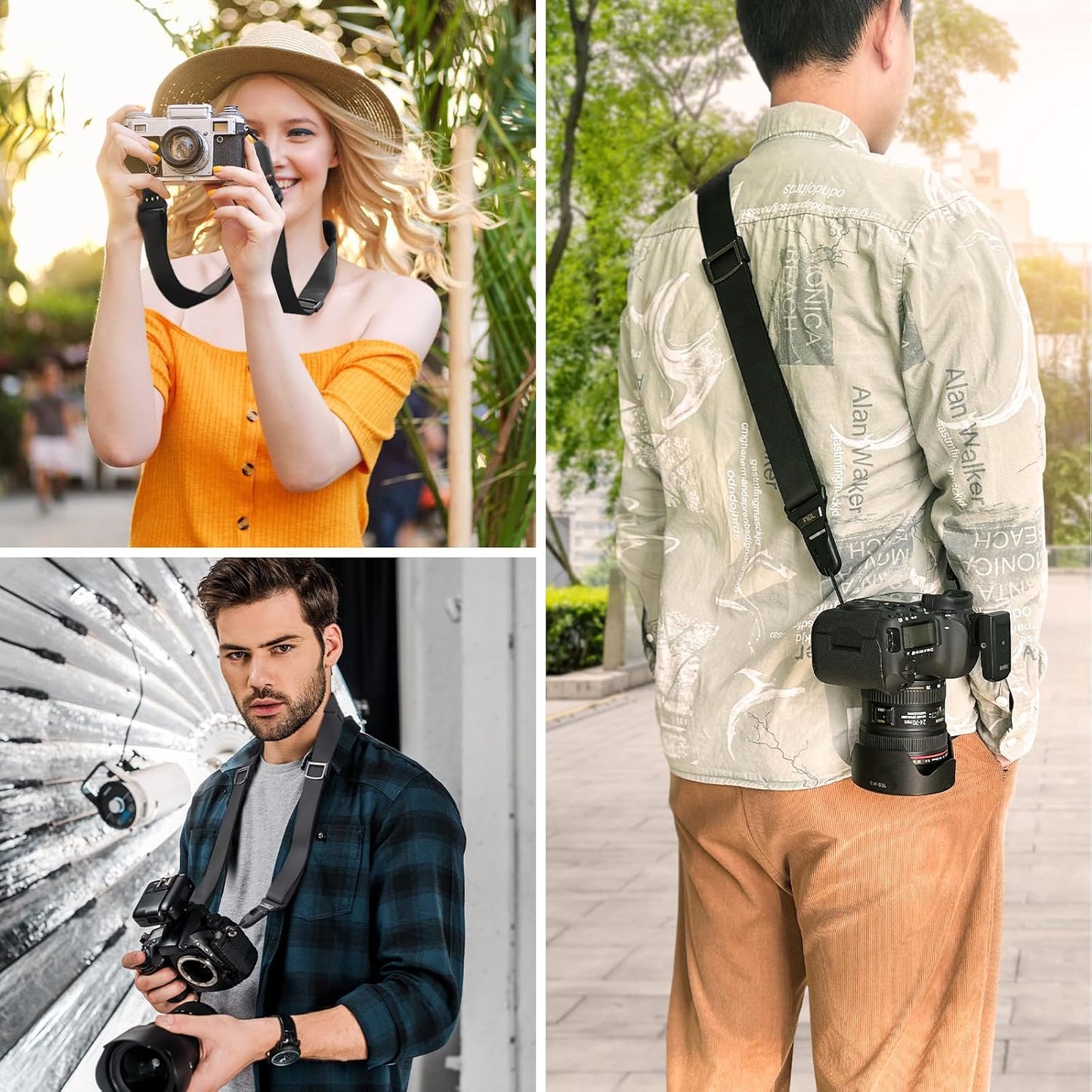 FIEIL Camera Strap with Quick Release Plate, Adjustable Camera Neck Strap, Comfort Camera Sling Strap, Quick Release