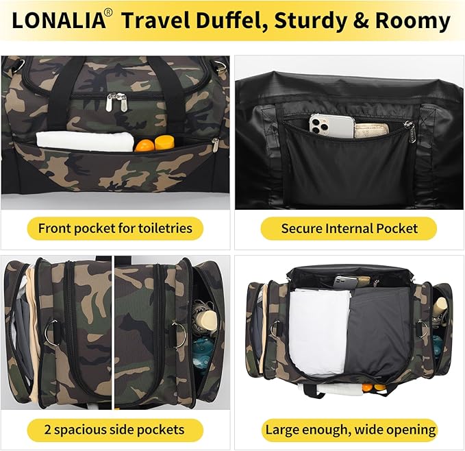 Gym Bag Sport Duffle Bag for Men - 21 in Weekender Travel Bag with Trolley Sleeve (Camo)