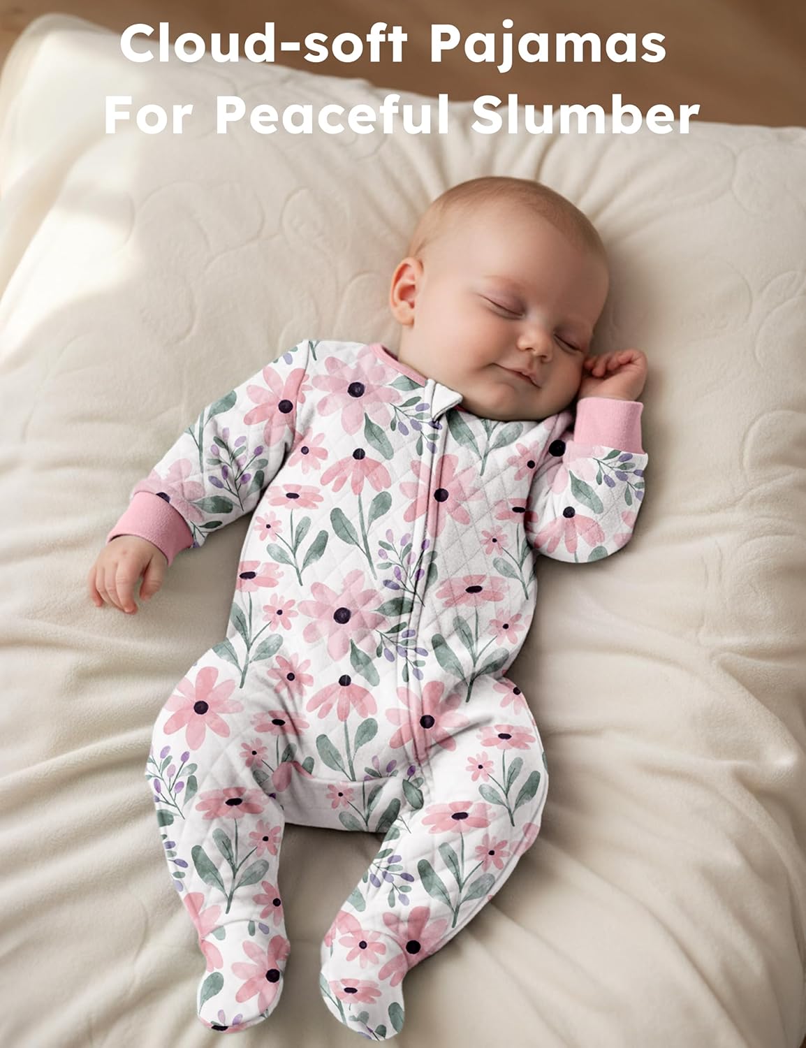 Yoofoss Organic Cotton Baby Pajamas - Warm Quilted Footed Sleepers for Newborns 0-9 Months