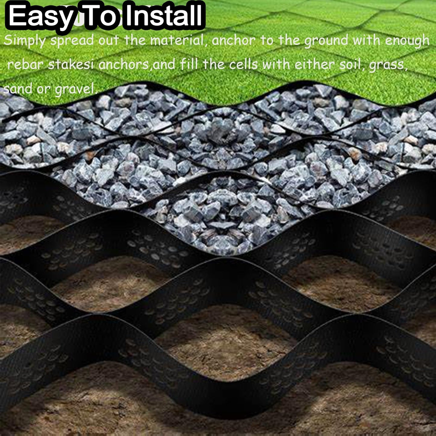RTOWERM 2 Inch Thick Gravel Stabilizer Grid Mud Slope Control Driveways Grids Various Size Options Grids-Geocell Various Size Options Ground Grid for Landscaping Parking Lots Garden (Color : W X L,